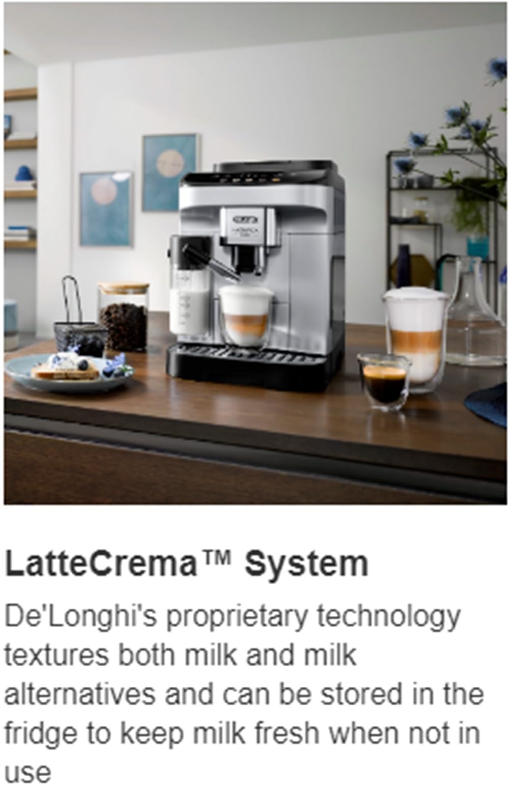 De'Longhi De'Longhi Magnifica Evo автоматична еспресо та капучино машина з системою Latte Crema, 9,45 x 17,32 x 14,17 дюймів, хром