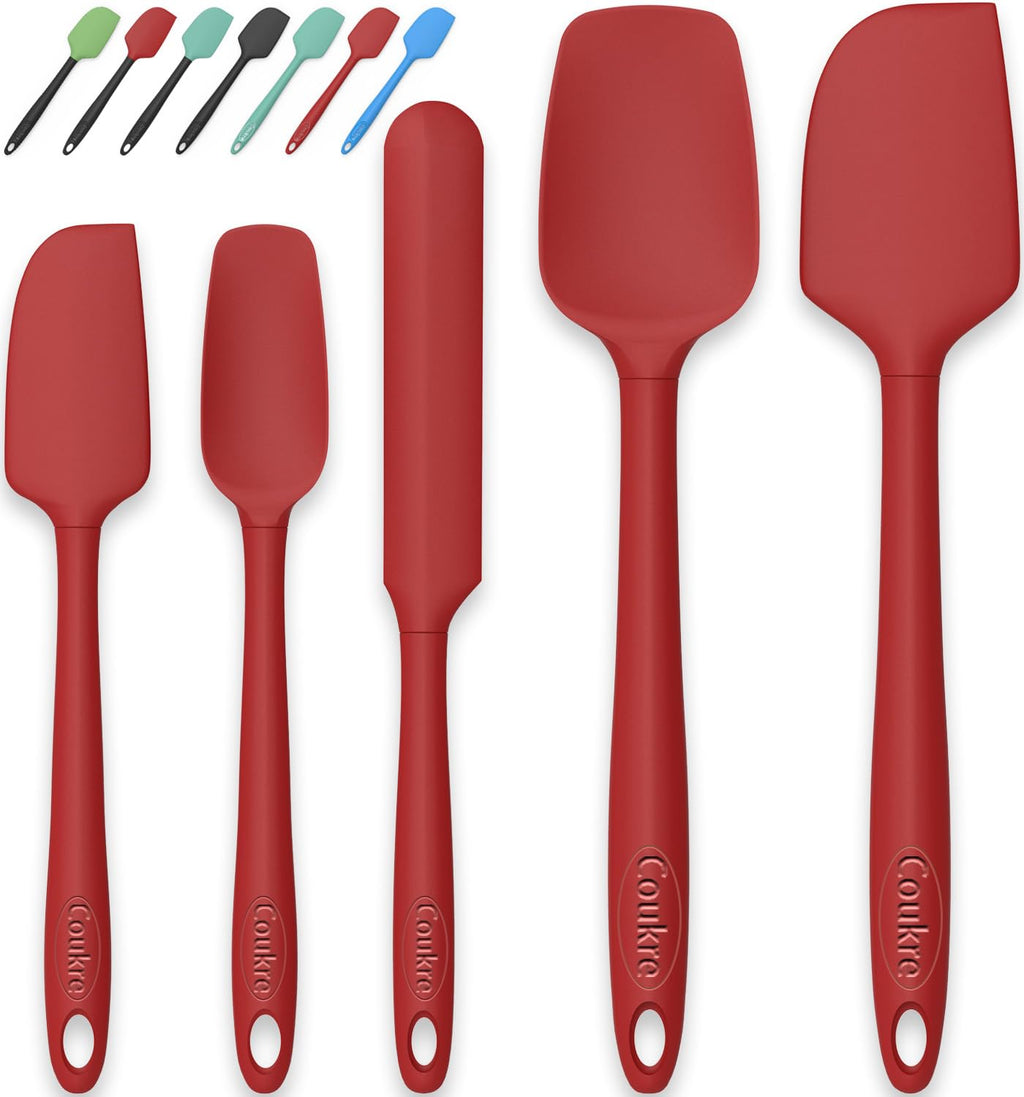 Coukre Silicone Spatula Set of 5,High Temperature Resistant, Food Grade Silicone, Dishwasher Safe, for Baking, Cooking (Aqua Green)