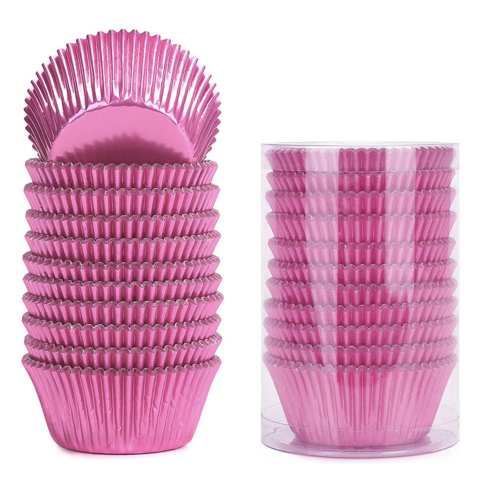 Gifbera White Metallic Foil Cupcake Liners Standard Size Baking Cups, 200-Count