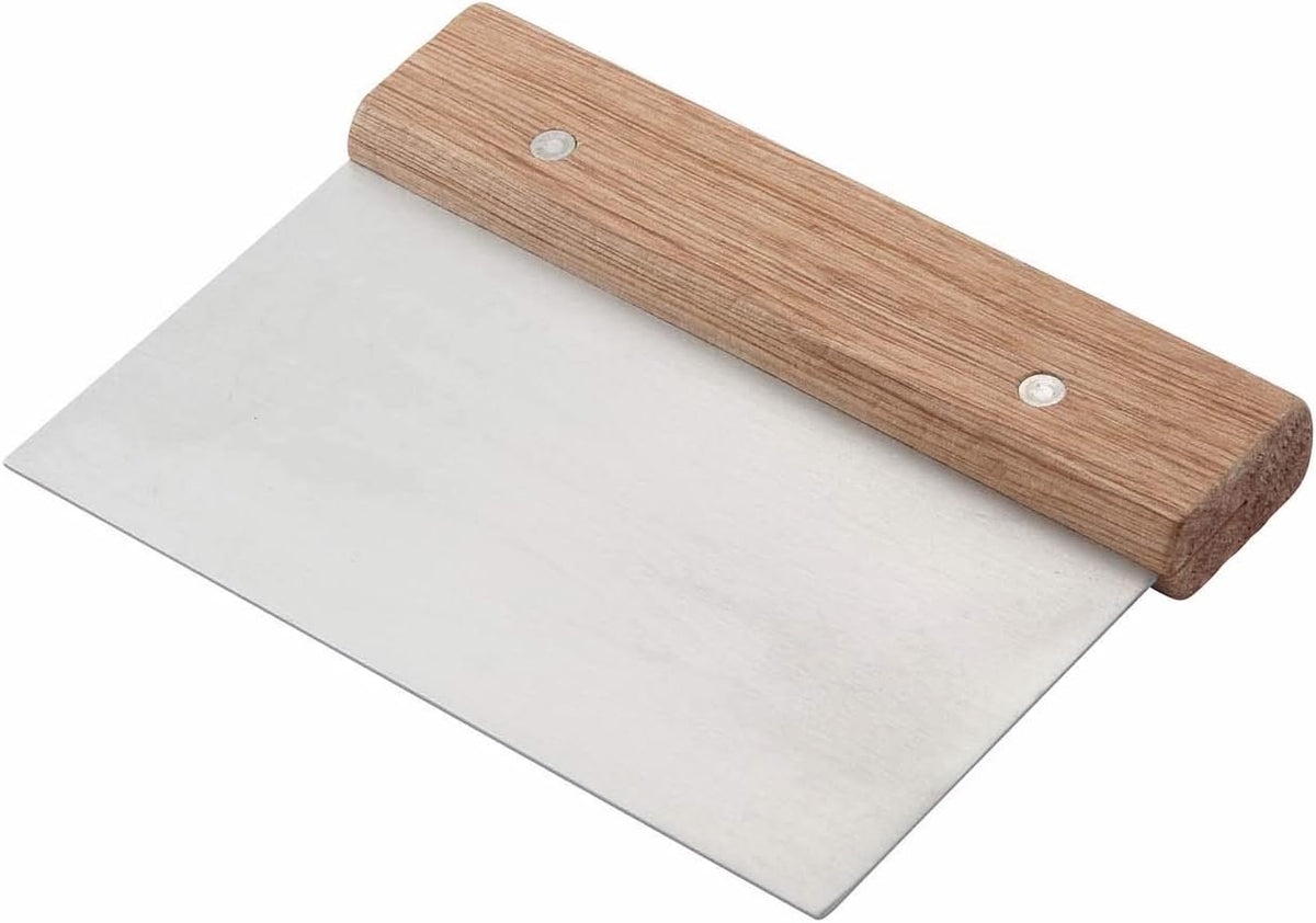 Winco Stainless Steel Dough Scraper with Wood Handle