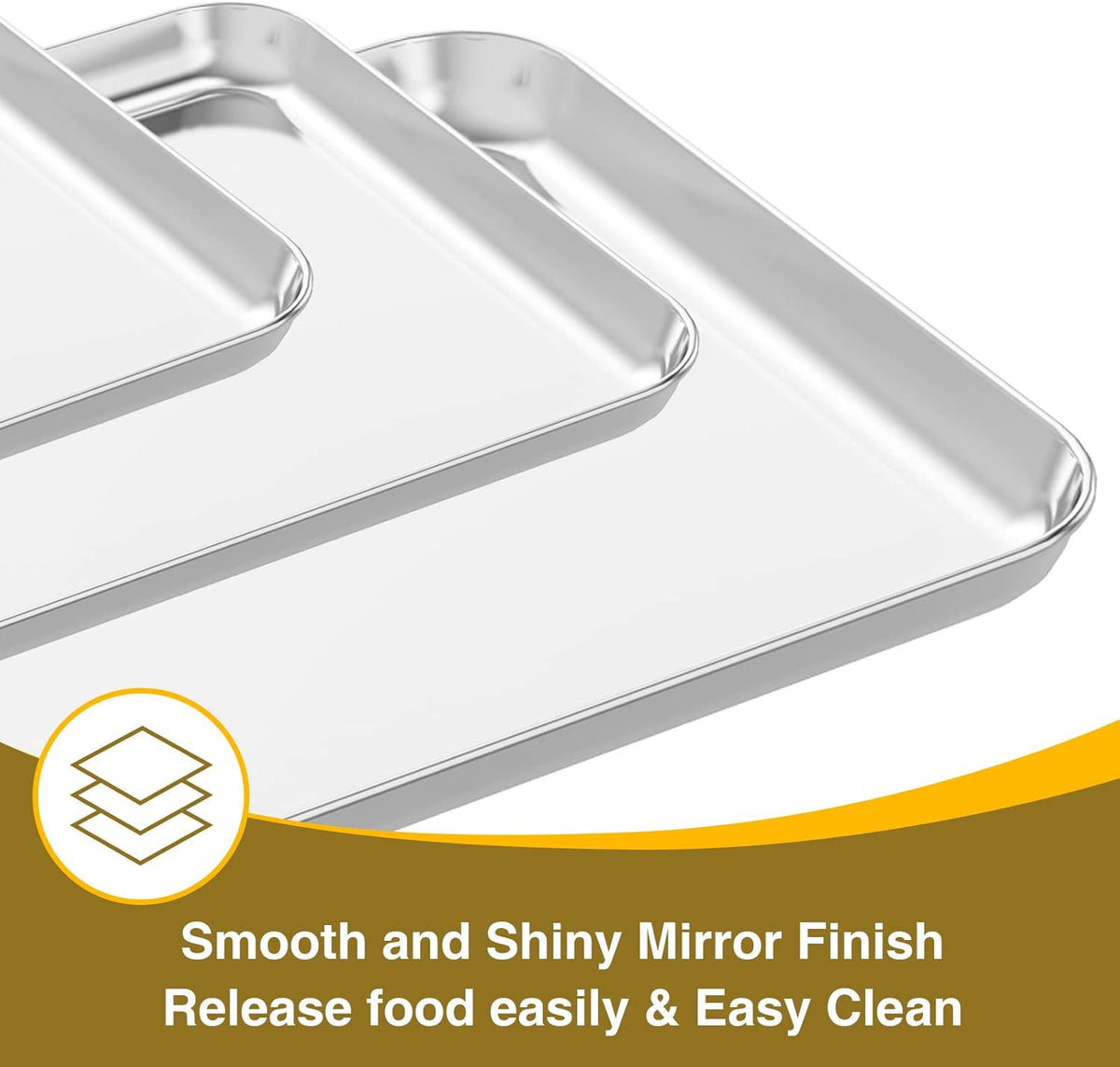 Wildone Baking Sheet with Rack Set (3 Pans + 3 Racks), Stainless Steel Baking Pan Cookie Sheet with Cooling Rack, Non Toxic & Heavy Duty & Easy Clean