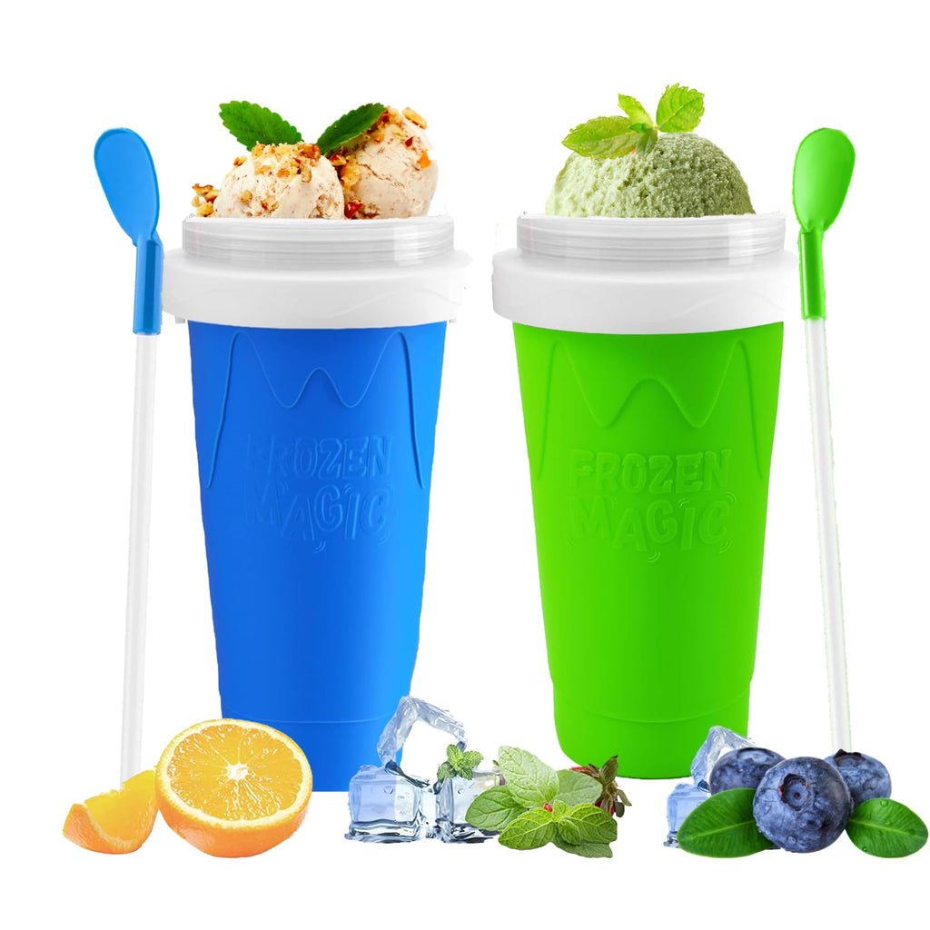 2 упаковки Magic Quick Frozen Smoothie Maker - портативний двошаровий стаканчик для смузі з трубочкою та ложкою, подарунок для всіх