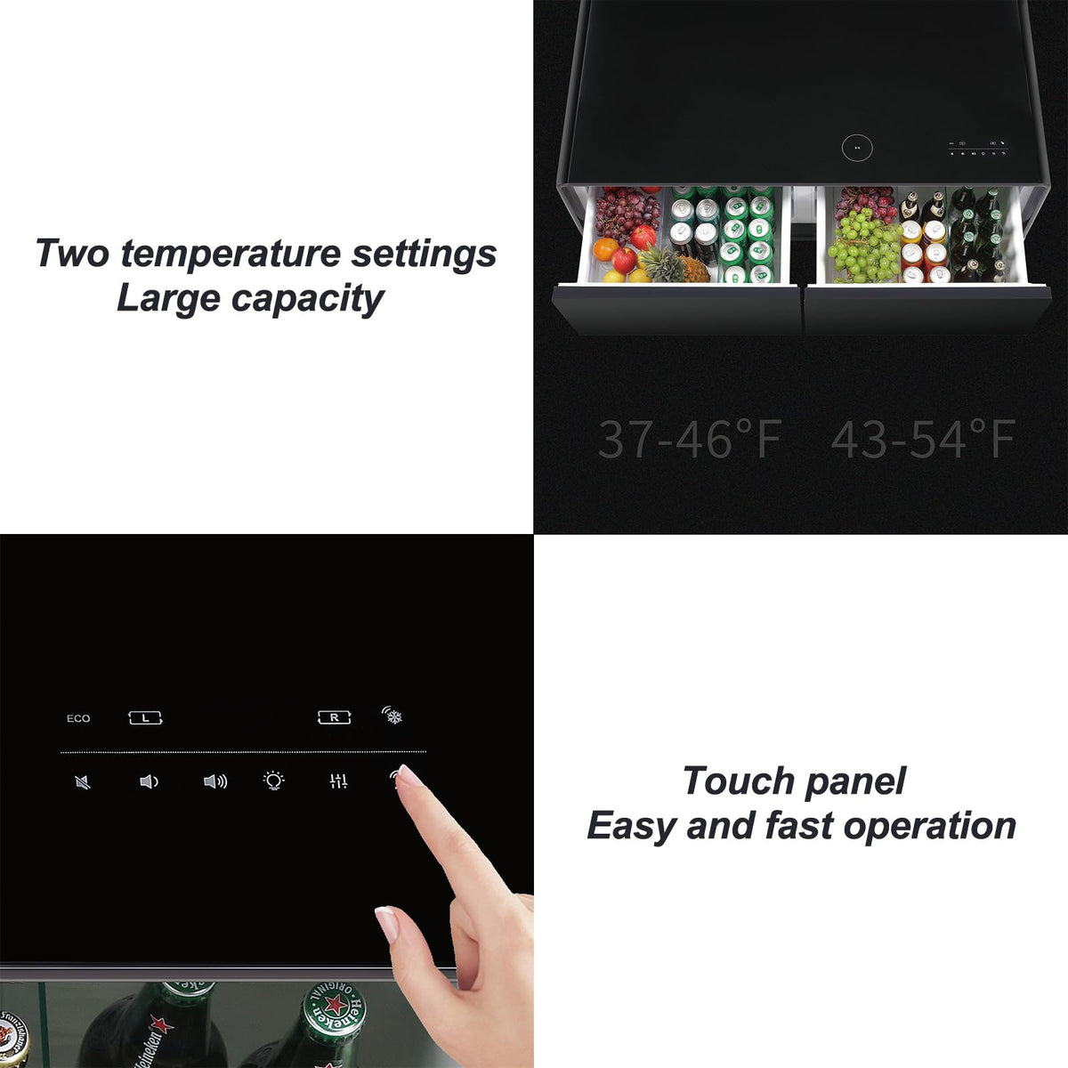 ACCOER 51in Smart Coffee Table with Built in Fridge, Living Room Table Bluetooth Sound and Wireless Charging, Type-C & USB Interface, Temperature Control, Modern Center Table with LED