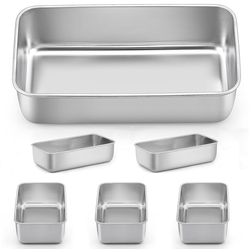 LIANYU 8 Pack 9x5 Loaf Pans for Bread Baking, Stainless Steel Baking Bread Pans, Small Loaf Tins for Homemade Brownies and Pound Cakes, Dishwasher Safe