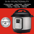 Instant Pot Duo Plus 9 w 1 elektryczny szybkowar, wolnowar, urządzenie do gotowania ryżu, parowar, urządzenie do smażenia, jogurtownica, podgrzewacz i sterylizator, zawiera aplikację z ponad 800 przepisami, stal nierdzewna, 6 litrów