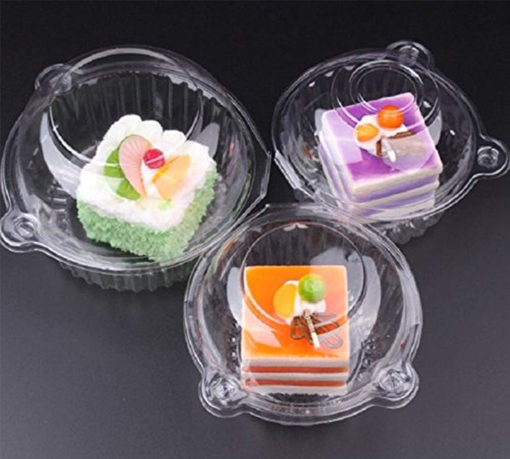 BlueSnail 50 pieces Plastic Single Individual Cupcake Muffin Dome Holders Cases Boxes Cups Pods