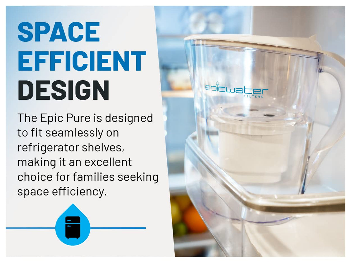 Epic Water Filters Pure Filter Pitchers for Drinking Water, 10 Cup 150 Gallon Filter, Tritan BPA Free, Removes Fluoride, Chlorine, Lead, Forever Chemicals