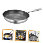 PRETYZOOM Omelet Pan Chinese Wok Stovetop Pot Frying Strainer Oven Fryer Flat Bottom Pans Schfer Noodles Cooker Large Honeycomb Wok Non Griddle Wok for Electric Stove Silver Stainless Steel