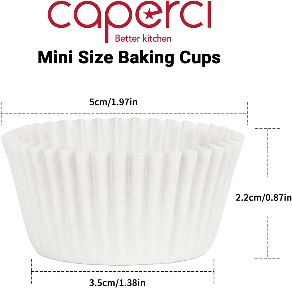 Caperci 500 Count Mini Cupcake Liners White Muffin Liners Greaseproof No Smell Small Cupcake Wrappers Baking Cups