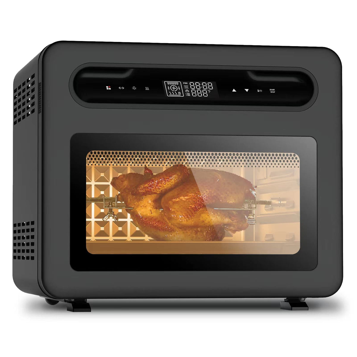 Piekarnik do pieczenia na gorąco Air Fryer 26QT, piekarnik parowy do blatu, pasuje do pizzy 12", 6 kromek tostów, duża pojemność, rożen i suszarka do pizzy