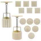 Luxiv Moon Cake Mould 50g, 12 PCS Pattern Hand-Pressure Mooncake Molds for Mid-Autumn DIY Pastry Tool 2 Sets with 6pcs Round Flower Mooncake Mode and 6 Pcs Square Pattern Mooncake Mould (White, 50g)