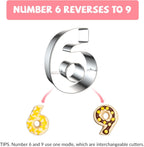 9PCS Number Cookie Cutters Set, Birthday Numbers 0-8(6 Reverses to 9), Stainless Steel Cookie Cutters for Baking, Number Shaped Baking Tool for Homemaking Biscuits, Cookie, Dough