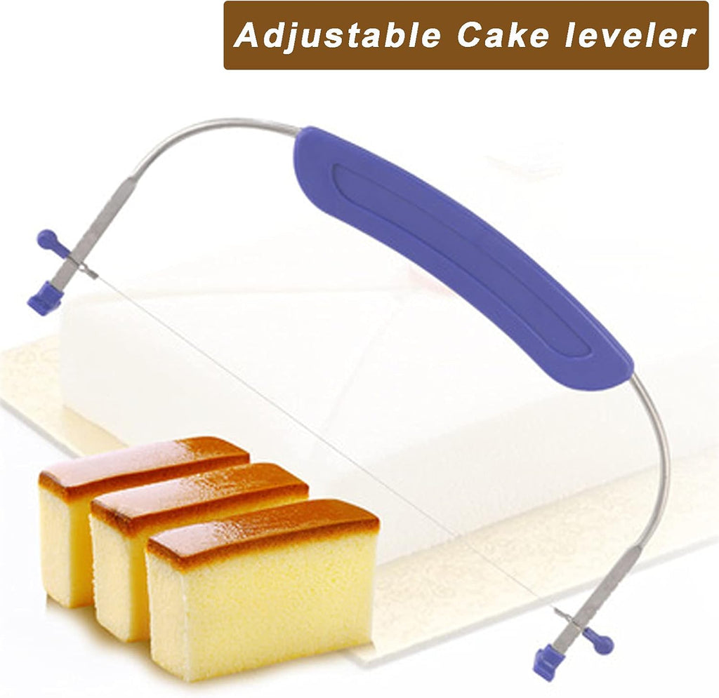 WAFJAMF Adjustable Cake Leveler Cutter, Professional Cake Slicer with Stainless Steel Wires and Handle for Leveling Tops of Layer Cakes Suitable for 10 Inch Cake