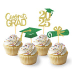24Pcs Graduation Cupcake Toppers, Graduation Cupcake Picks for Cupcake Food Decorations - Class of 2025 Cupcake Toppers Supplies (Blue)