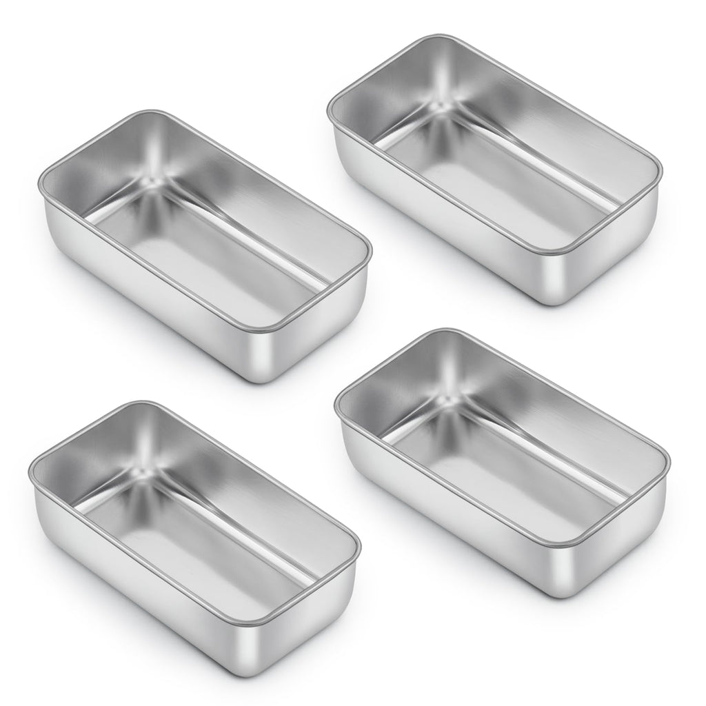 E-far Loaf Pan for Baking Bread, 9 x 5 Inch Stainless Steel Baking Loaf Pans, Metal Bakeware for Bread Meatloaf Cake Brownies, Healthy & Non Toxic, Easy Release & Dishwasher Safe - Set of 3