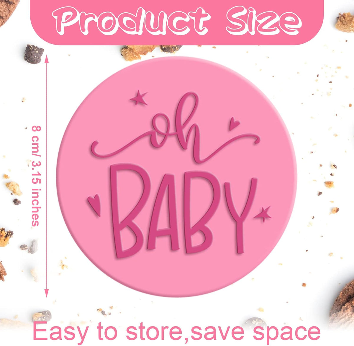 6 Pcs Baby Shower Fondant Embosser Cookie Stamps 3D Design Baby Shower Cookie Cutters Stamp for Party Decorating Fondant Icing Cupcake Cake(Baby)
