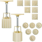 Luxiv Moon Cake Mould 50g, 12 PCS Pattern Hand-Pressure Mooncake Molds for Mid-Autumn DIY Pastry Tool 2 Sets with 6pcs Round Flower Mooncake Mode and 6 Pcs Square Pattern Mooncake Mould (White, 50g)
