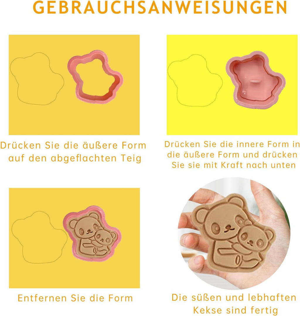 Forest Animal Cookie Cutters for Kids,Mini Cartoon Cookie Cutters with Plunger Stamps Set for Home Baking,Biscuits Cutter,Cake Decoration,Cute 3D Cookie Stamps