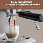 Ekspres do kawy Gevi EzBru 1000, ekspres do kawy Barista z regulowaną temperaturą i objętością napoju, stalowy ekspres do cappuccino ze spieniaczem do mleka, ekspres do kawy ekspresowej dla miłośników kawy