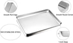 TeamFar Baking Sheet Set of 2, Baking Pans Tray Cookie Sheet Stainless Steel, Non Toxic & Healthy, Mirror Finish & Rust Free, Easy Clean & Dishwasher Safe