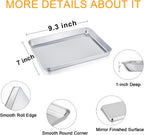 TeamFar Toaster Oven Tray and Rack Set, 9.3’’ x 7’’ x 1’’, Stainless Steel Toaster Oven Pan Broiler Pan, Non Toxic & Healthy, Easy Clean & Dishwasher Safe