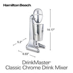 Hamilton Beach DrinkMaster Electric Drink Mixer, Retro Milkshake Maker & Milk Frother, 2 Speeds, Extra-Large 28 oz. Stainless Steel Cup, Classic Chrome