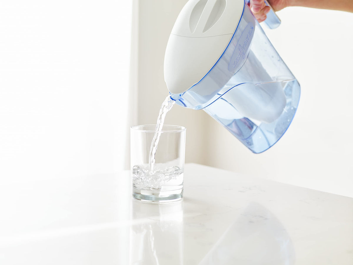 ZeroWater 7-Cup Ready-Pour 5-Stage Water Filter Pitcher with 5-Stage 0 TDS Water Filter – IAPMO Certified to Reduce Lead, Chromium, and PFOA/PFOS