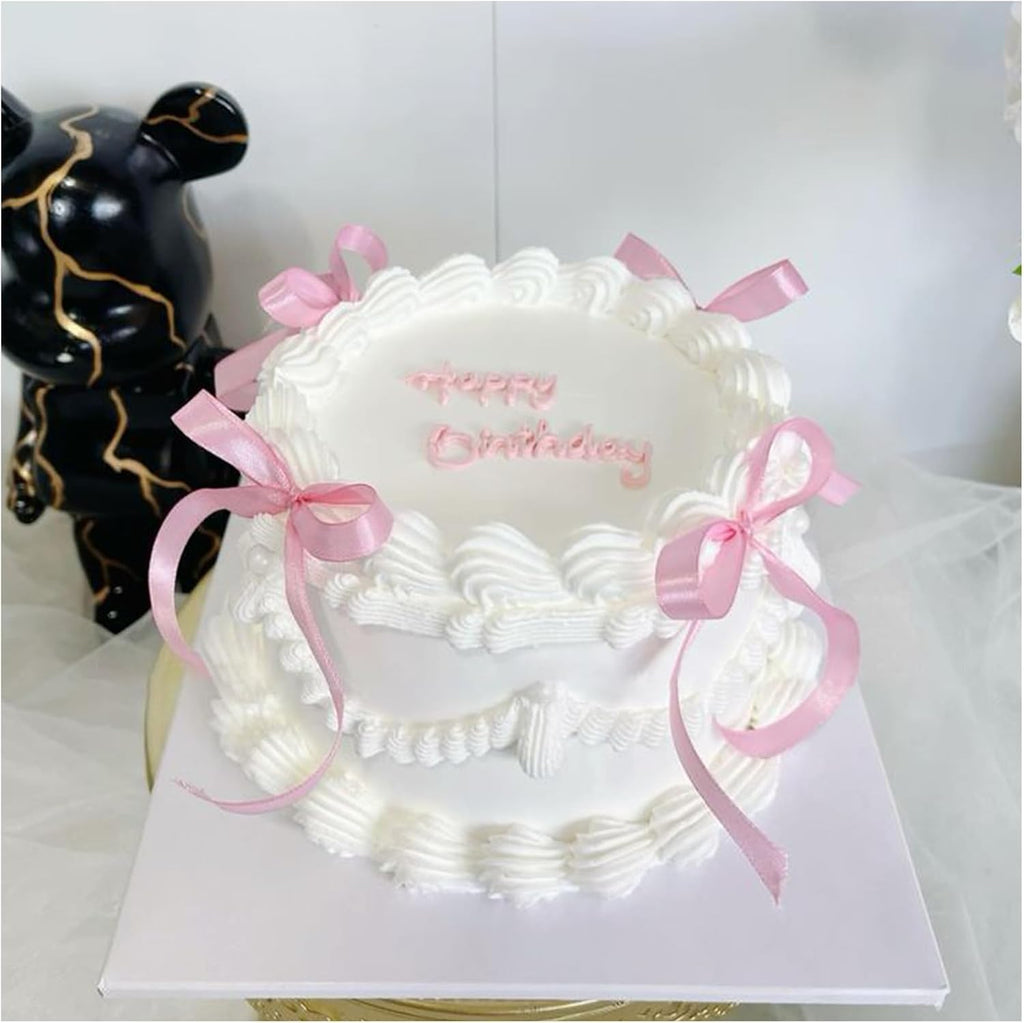 20 Pack Bow Cupcake Toppers Birthday Bowknot Ribbons Coquette Pink Bow High Footed Cup Balloon Wall Party Decorations Bridal Cake Dessert Picks Baby Girl Boy Wedding Party Supplies pink1