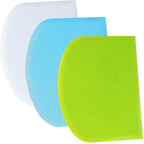 SURDOCA Dough Scraper Bench Scraper - 3P 4.7x3.7" Plastic Flexible Bowl Scraper, Sharp Edge & Angles Cake Scraper. Non-Slip Bakeware Decorating Tools Sculpting & Modeling Tools - Green+White+Green
