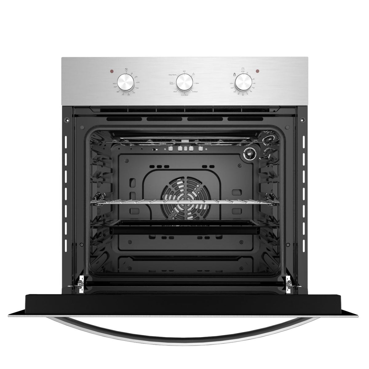Empava 24" Single Gas Wall Oven with Bake Broil Rotisserie Functions with Mechanical Controls and Built-in Timer and Convection Fan in Stainless Steel