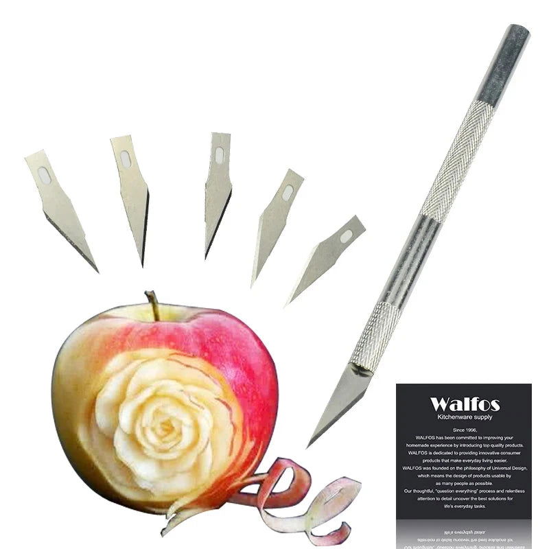 6 Blades Wood Carving Tools Fruit Food Craft Sculpture Engraving Knife Scalpel DIY Cutting Tool PCB Repair - Walfos® Kitchenware