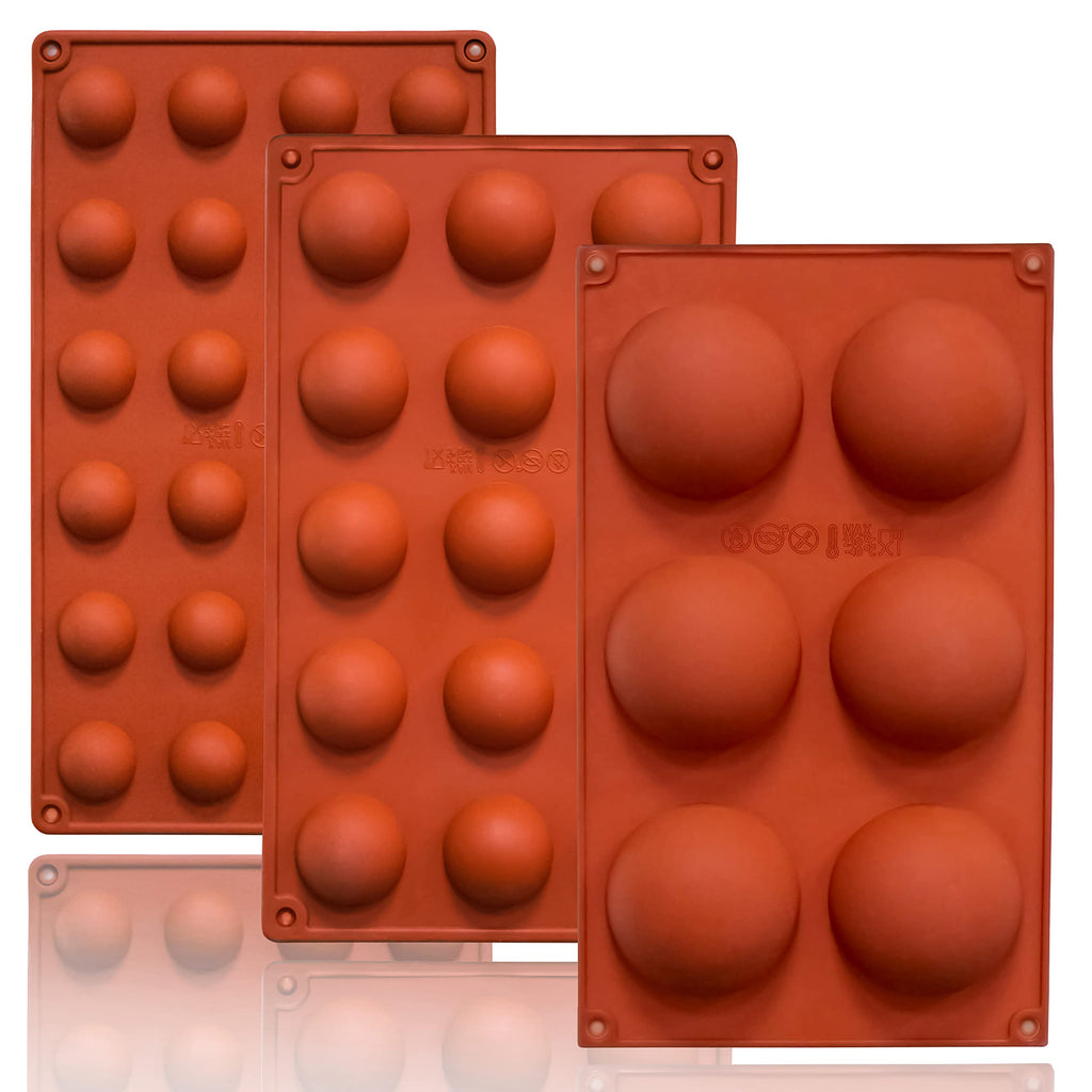 Small 15-Cavity Semi Sphere Silicone Molds Non-Stick,2 Packs Half Sphere Silicone Baking Molds for Making Jelly, Chocolates and Cake