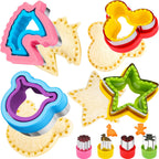 HINZER Sandwich Cutter and Sealer Set Uncrustables Maker 4 Pcs Bread Decruster Pancake Maker Heart Square Circle Dinosaur Shape DIY Cookie Cutters Gift for Kids Adult Boys Girls