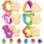 HINZER Sandwich Cutter and Sealer Set Uncrustables Maker 4 Pcs Bread Decruster Pancake Maker Heart Square Circle Dinosaur Shape DIY Cookie Cutters Gift for Kids Adult Boys Girls
