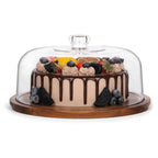 Bellsal Cake Stand with Dome Lid, 12in Acacia Wood Cake Plate with Cover, Wooden Cake Display Stand with Acrylic Dome, Cake Decorating for Baking Gifts, Birthday Kitchen Party, Weddings