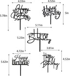 10 PCS Black Happy Birthday Cake Topper Acrylic Cupcake Topper A Series of Birthday Cake Supplies Decorations