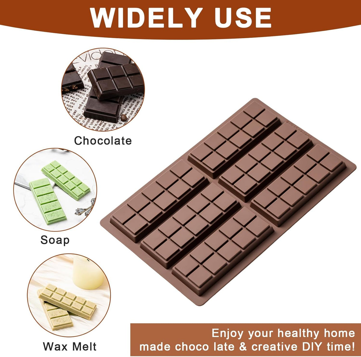 Chocolate Bar Mold,Non-Stick Chocolate Molds, 100% Food Grade Silicone Deep Chocolate Bar Mold for Dubai Chocolate Bar Pistachio, Candy, Knafeh Pistachio Chocolate Bar and More (10 Snap)