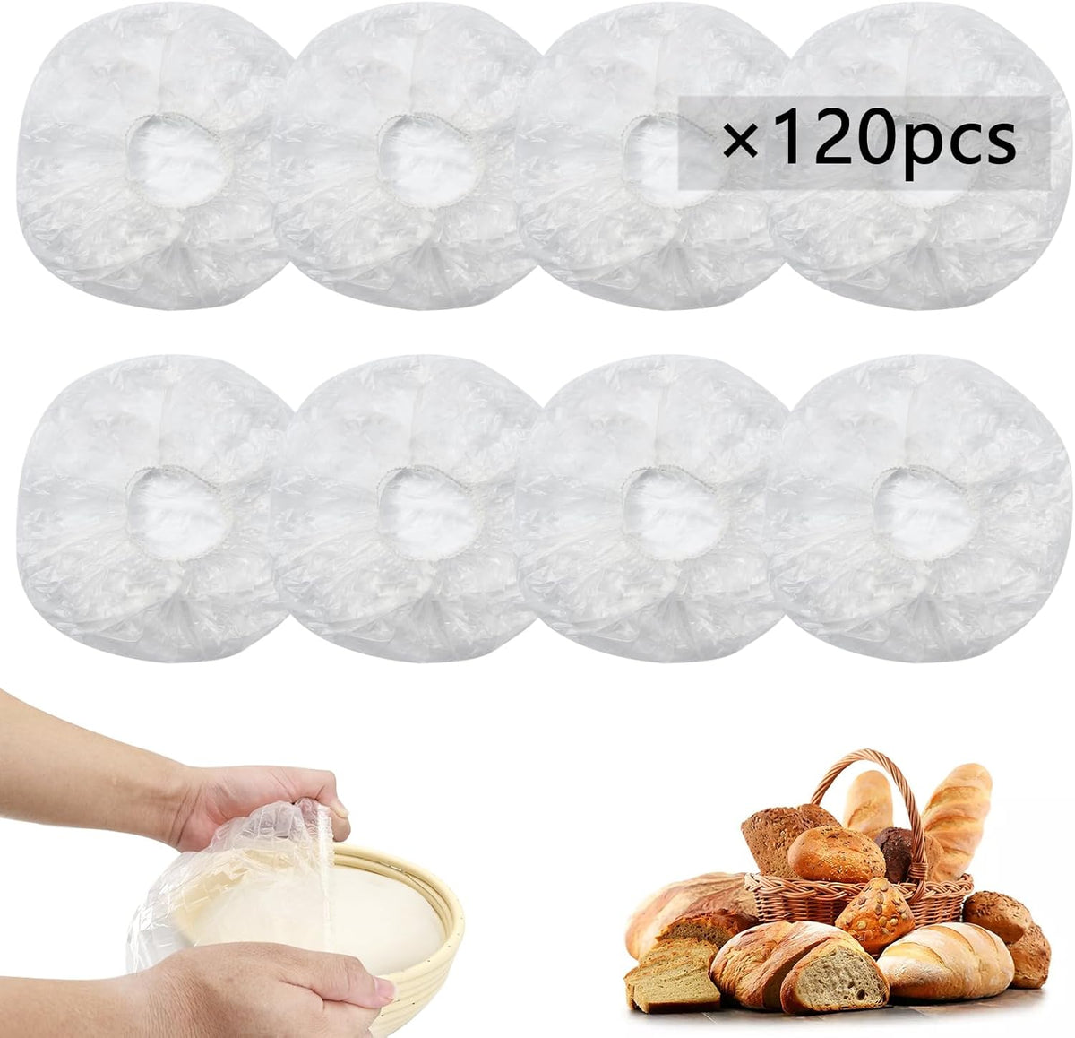 120pcs Shower Caps for Sourdough Bread, Reusable Bowl Covers for Proofing, Plastic Bread Covers With Elastic