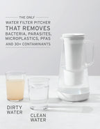 LifeStraw Home – Water Filter Pitcher, 10-Cup, Wisteria, BPA Free Designed for Everyday Protection Against Bacteria, parasites, microplastics, Lead, Mercury, PFAS and a Variety of Chemicals