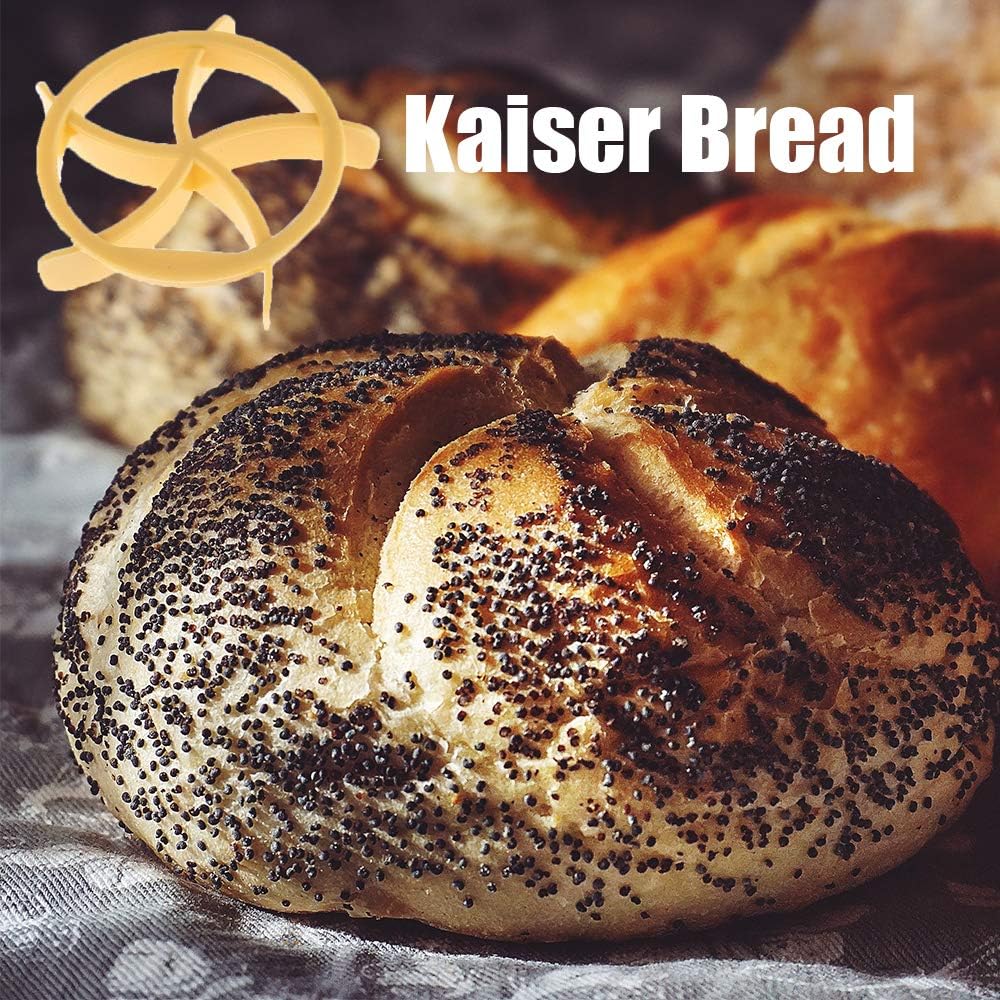 Kaiser Bread Roll, kaiser roll stamp,German Style Bread Roll, Croissant Cutter, 3PCS Dough Press Mold Set, Bread Press Stamp for Baking， Bread Hand Maker Mold,cookie press mold