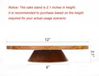 12" Acacia Wood Revolving Cake Stand, 2" High Rotating Cake Turntable, Wooden Rotating Display Stand for Cake, Cupcake Decorating Supplies