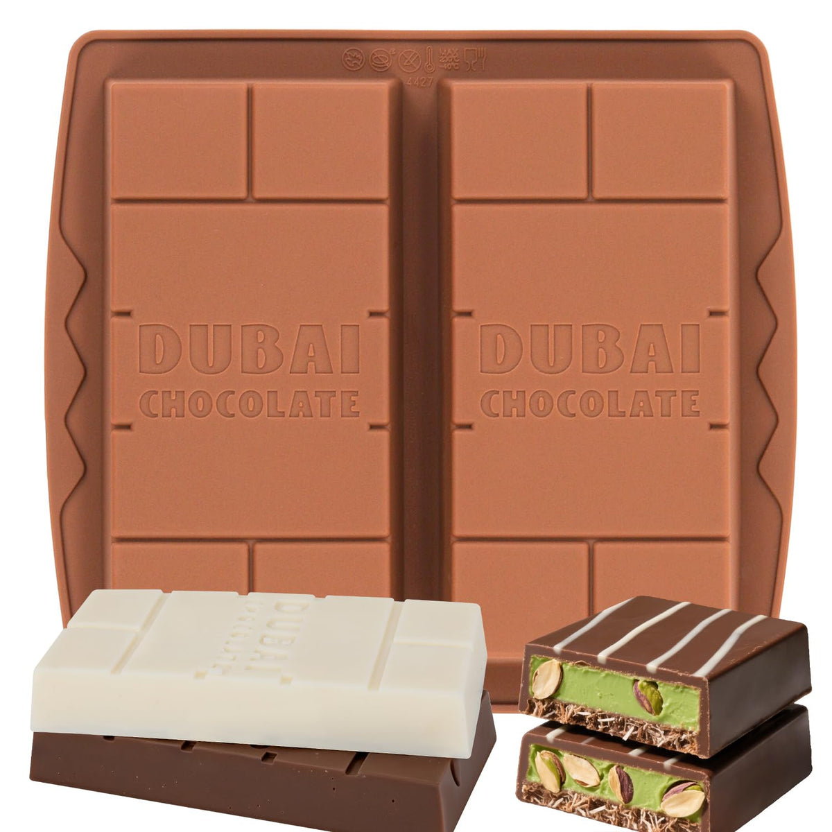 1 Inch Chocolate Bar Mold Deep Dubai Stuffed Chocolate Molds Silicone Large Break Apart Silicone Molds (Mix,2 Pcs）