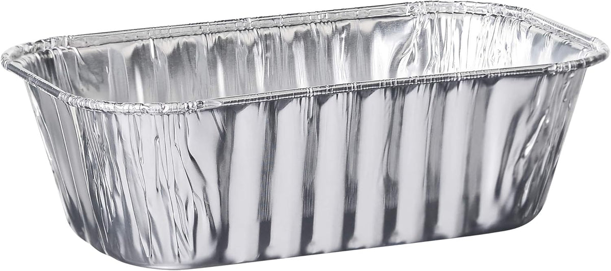 PLASTICPRO [1 Lb 10 Pack Disposable Loaf Pans Aluminum Tin Foil Meal Prep Bakeware - Cookware Perfect for Baking Cakes, Bread, Meatloaf, Lasagna 1 Pound 6'' X 3.75'' X 2''
