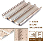 Baguette Pan, French Bread Baking Pan Perforated 3 Loaves Long Italian Bread Pan Mold Nonstick Baguettes Bakery Tray with Proofing Cloth,15"x11"