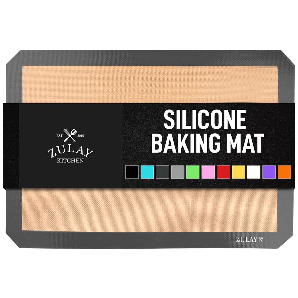 Zulay Kitchen 16.5"x11.6" 2-Pack Silicone Baking Mat - Reusable Nonstick Baking Sheet - Dark Gray