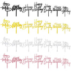 10 PCS Black Happy Birthday Cake Topper Acrylic Cupcake Topper A Series of Birthday Cake Supplies Decorations
