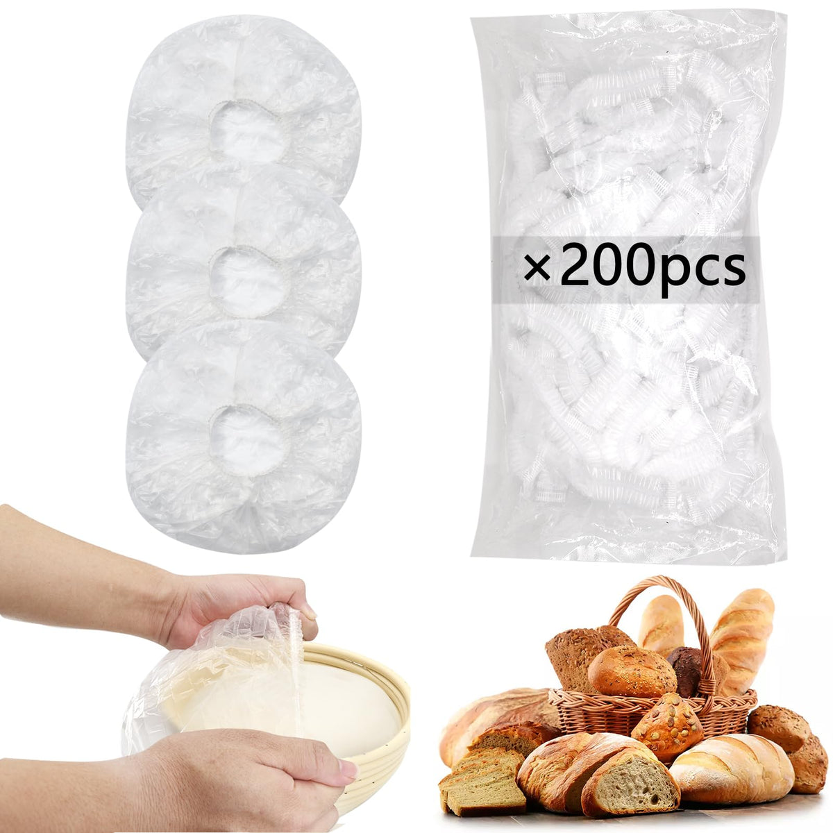 120pcs Shower Caps for Sourdough Bread, Reusable Bowl Covers for Proofing, Plastic Bread Covers With Elastic