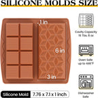1 Inch Chocolate Bar Mold Deep Dubai Stuffed Chocolate Molds Silicone Large Break Apart Silicone Molds (Mix,2 Pcs）