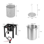 OuterMust 30 QT. Zestaw do smażenia indyka 50 000 BTU Carb Boil Pot z koszykiem i palnikiem, idealny do gotowania indyka, raków, krabów