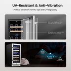 Yeego Wine Fridge Dual Zone 15 Inch, 28 Bottles Wine Cool Refrigerator with Glass Door & Safety Lock, Built-in/Freestanding/Under Counter, Perfect for Home & Kitchen